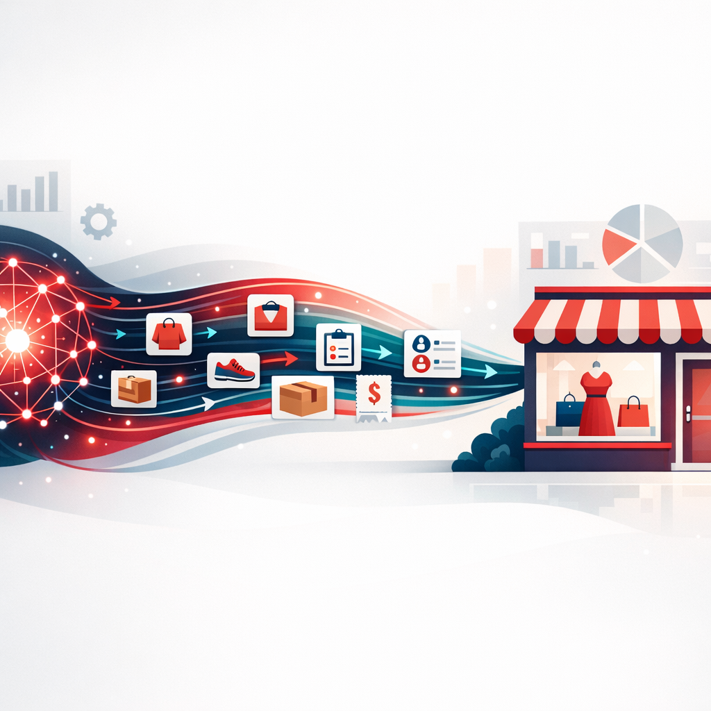 AI automation agent migrating product, order, and customer data into a Shopify Plus store